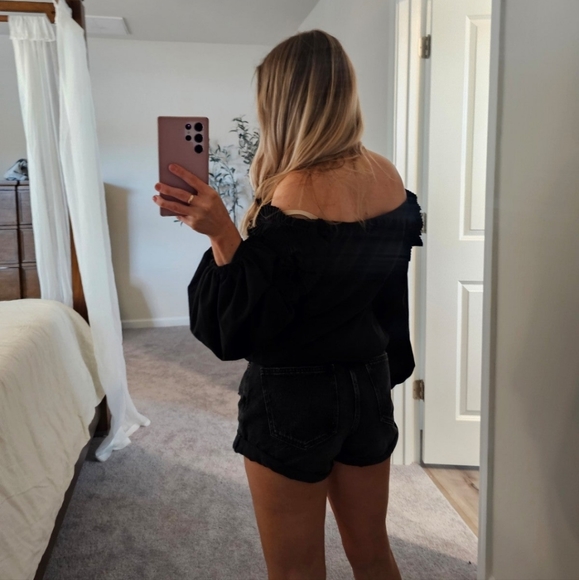 Anthropologie Rya black blouse top sz Small - Picture 3 of 8